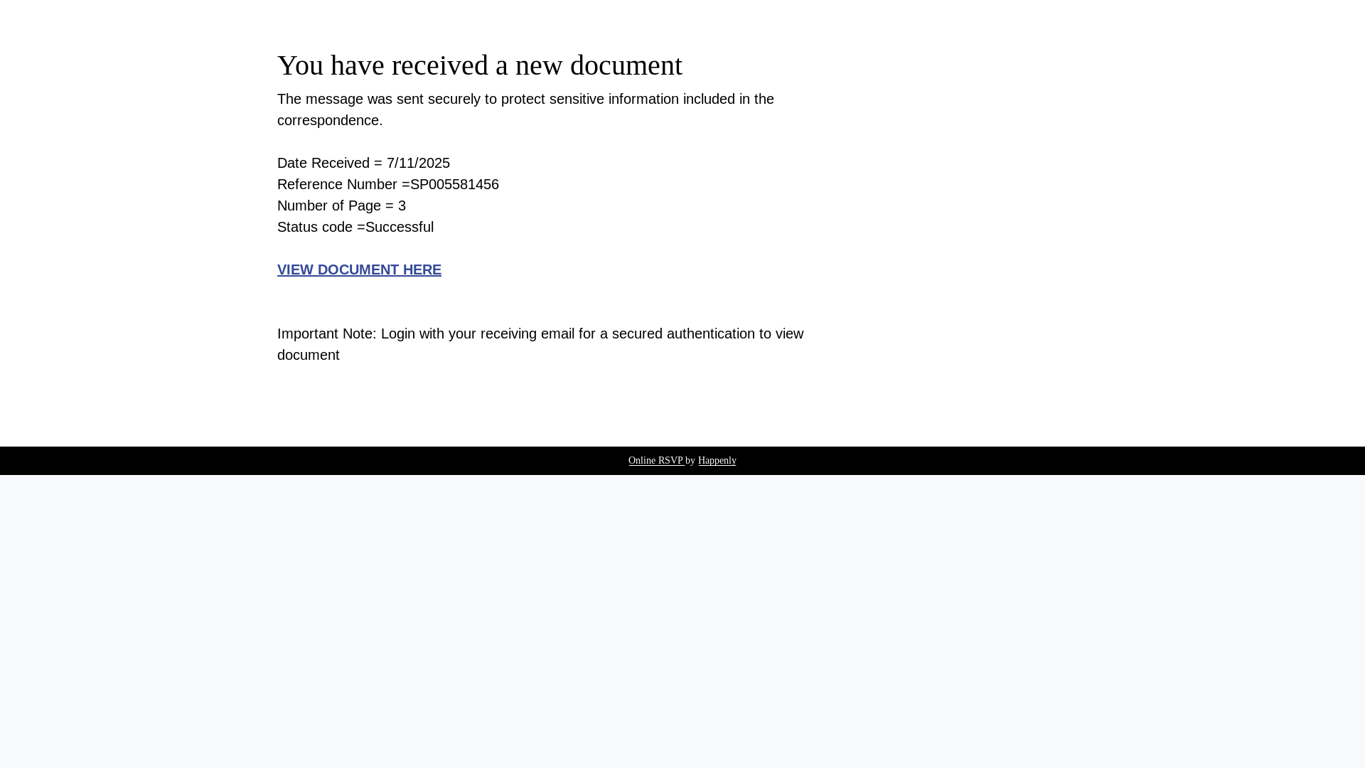 website screenshot of https://www.happenly.com/e/secure-message