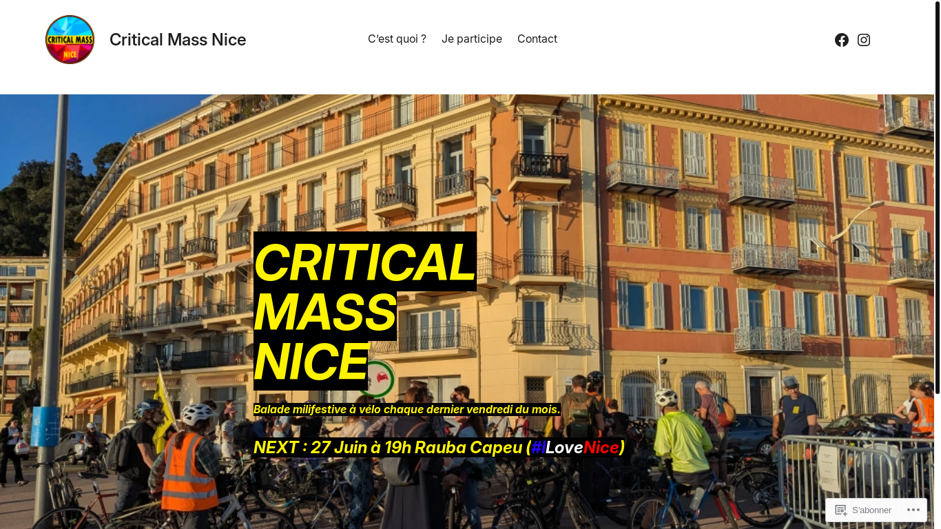 website screenshot of https://criticalmassnice.com/