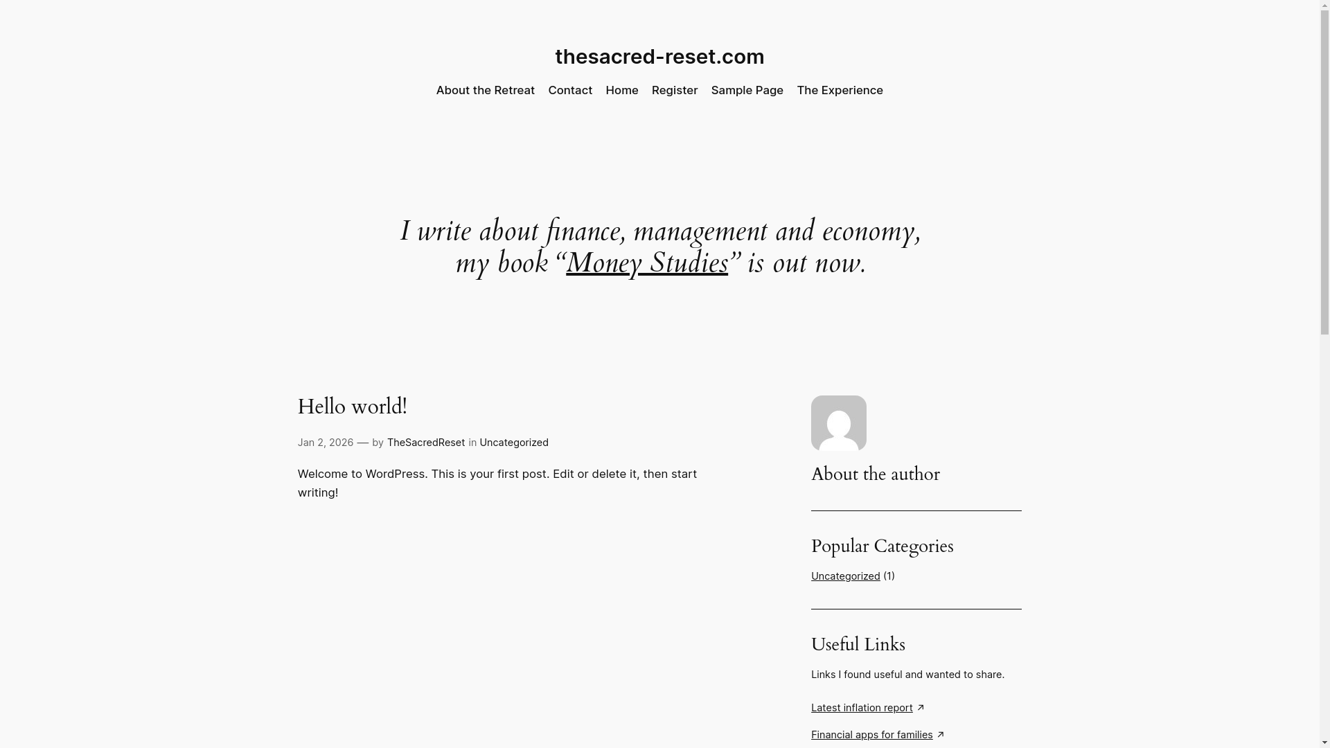 website screenshot of https://thesacred-reset.com/
