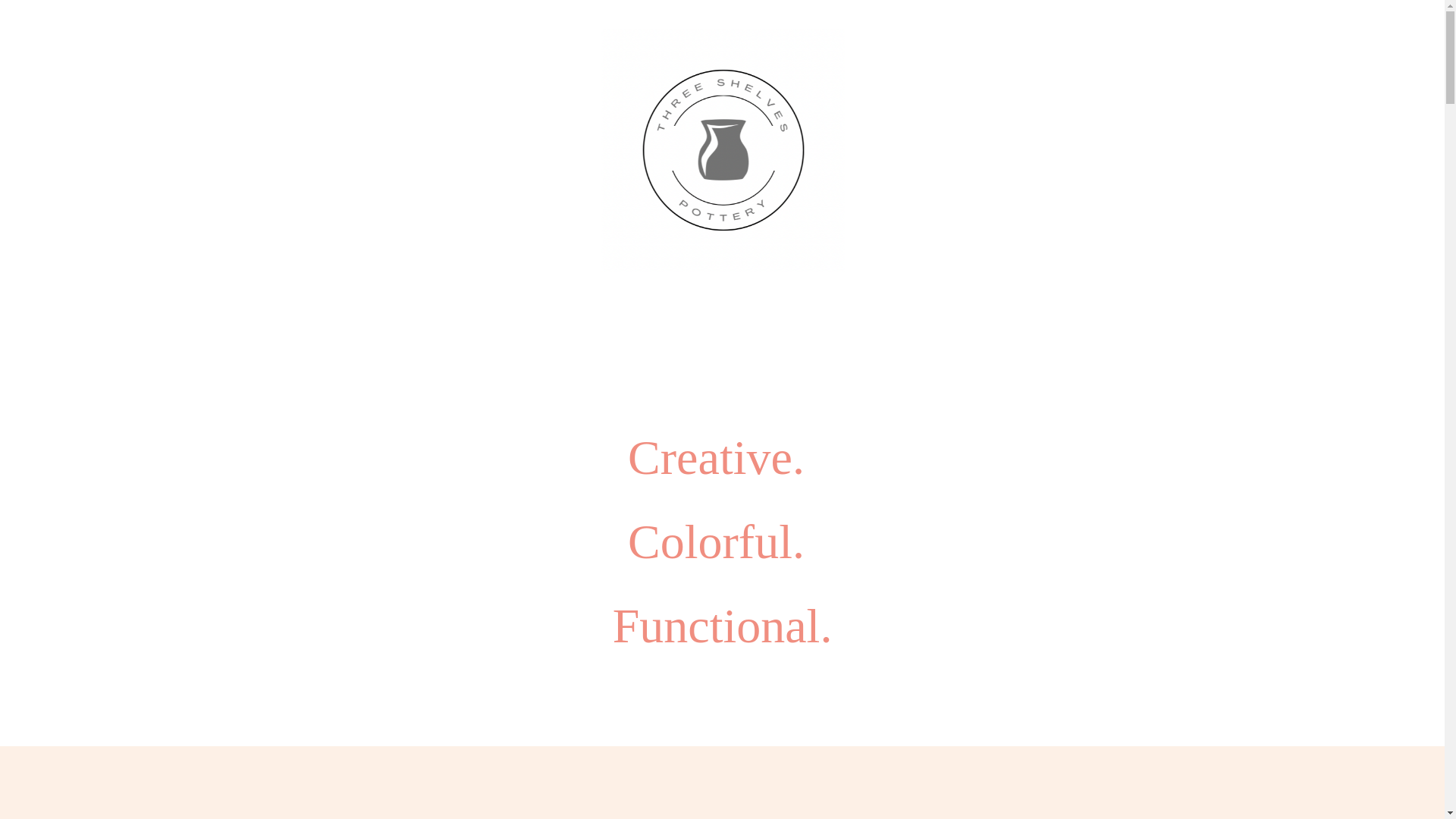website screenshot of https://threeshelvespottery.com/