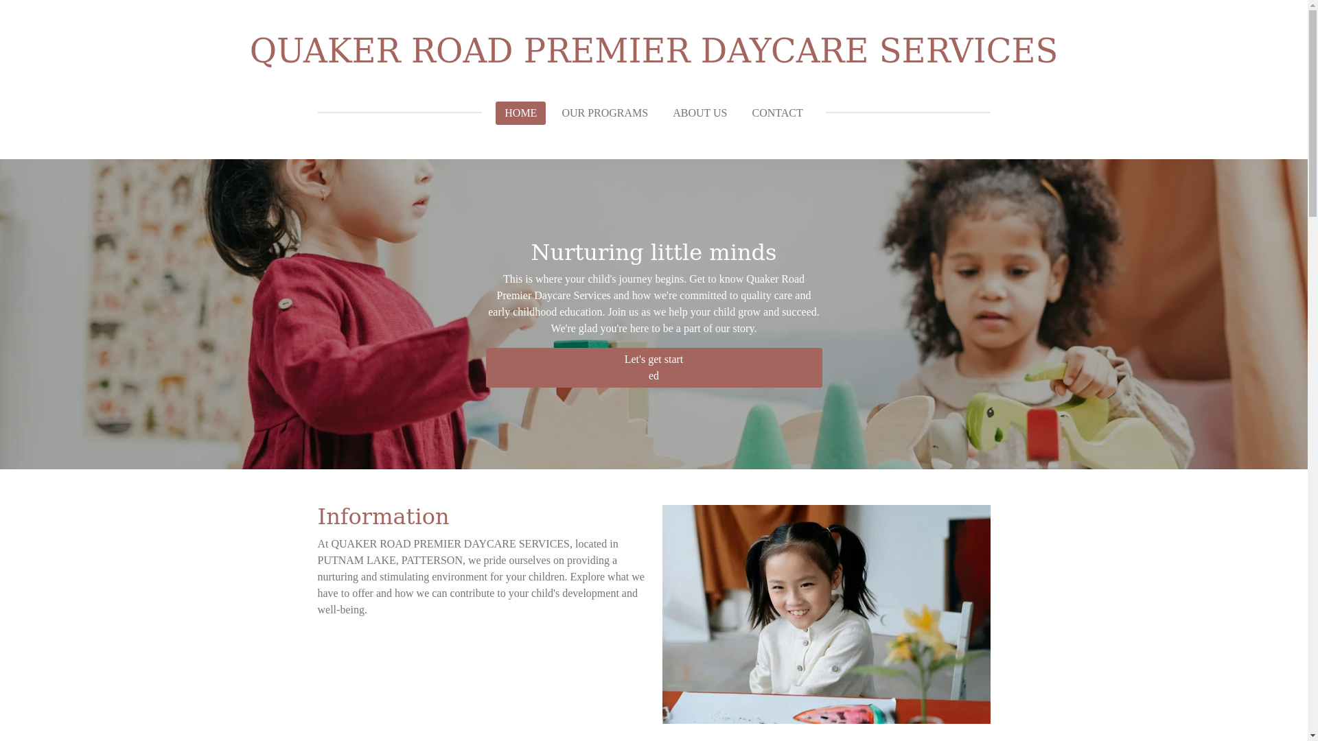website screenshot of https://quakerroadpremierdaycareservices.com/