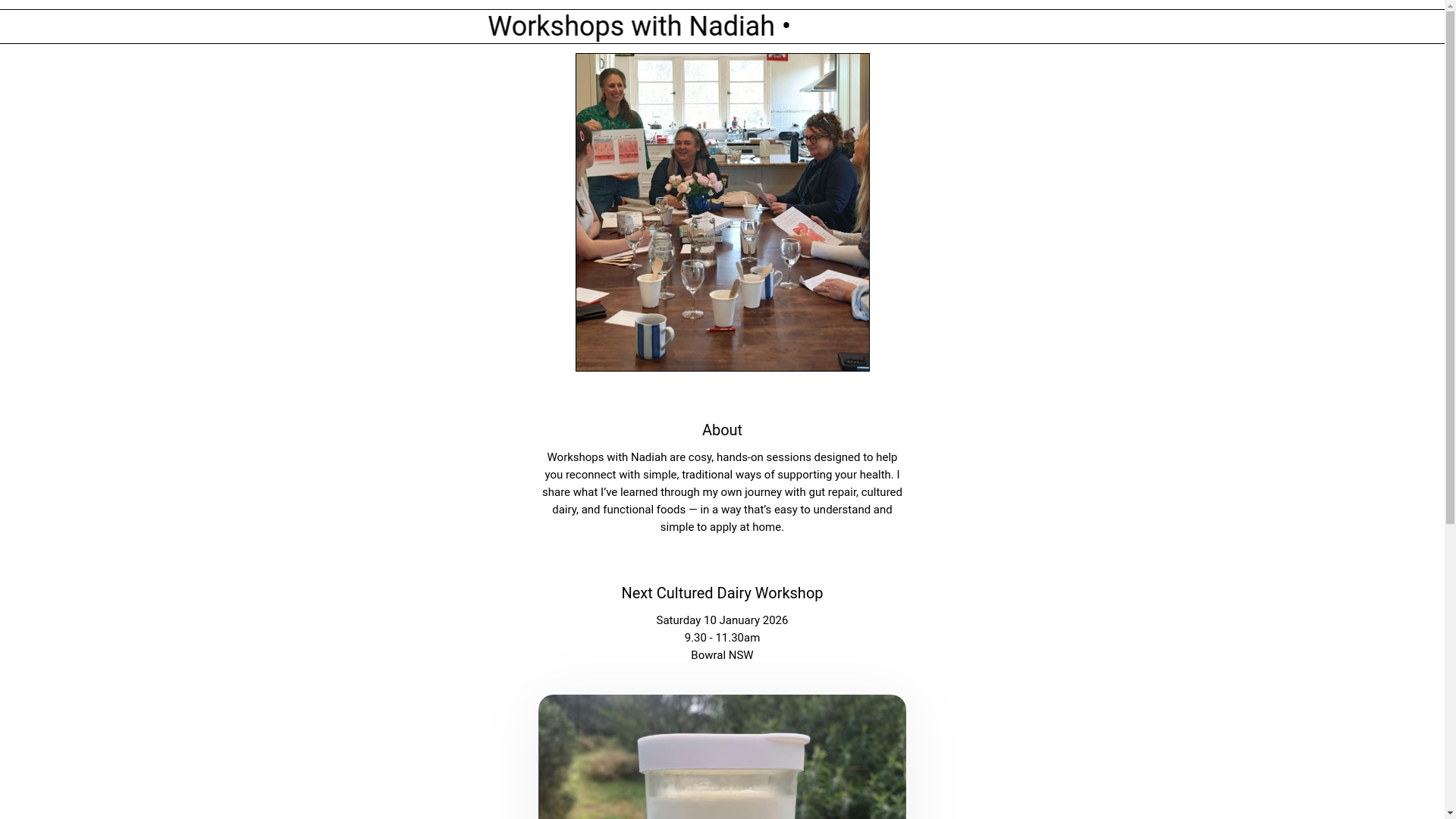 website screenshot of https://workshopswithnadiah.com.au/