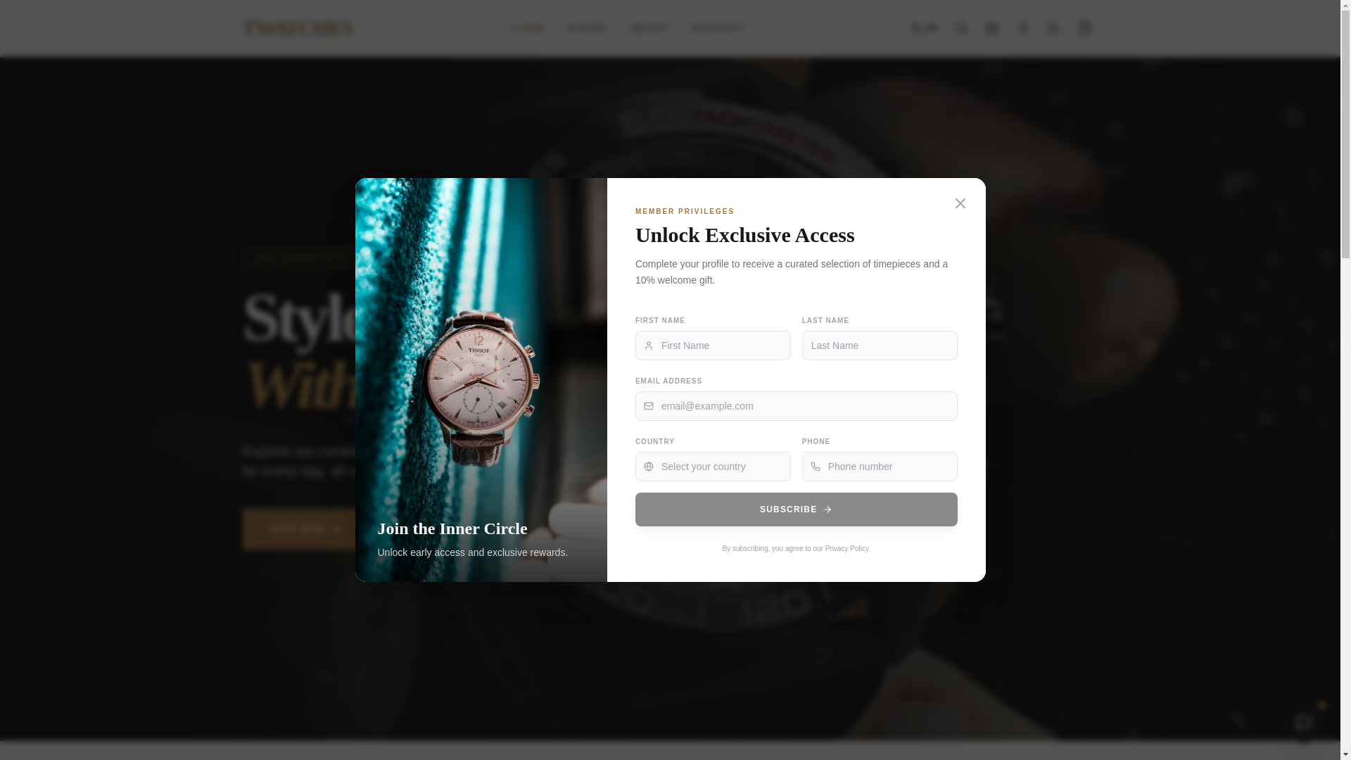 website screenshot of https://twatches.store/