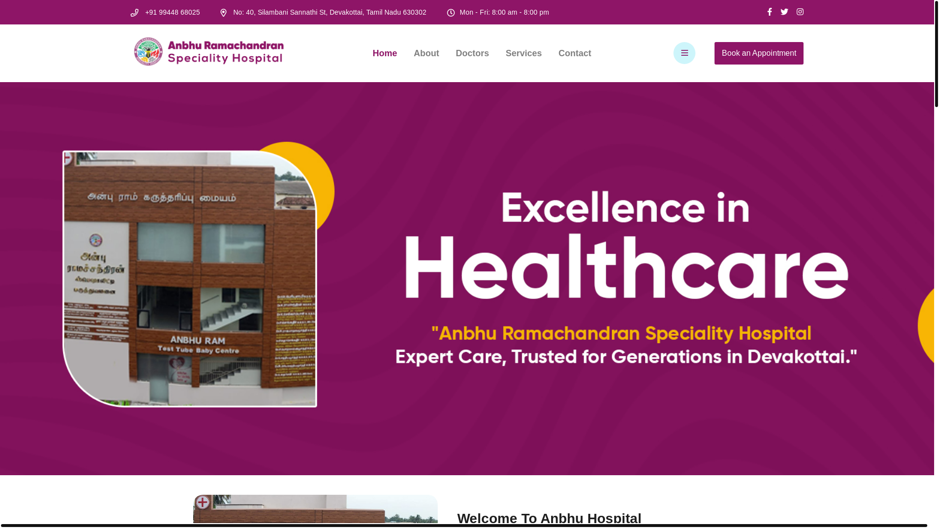 website screenshot of https://anbhuramhospital.com/