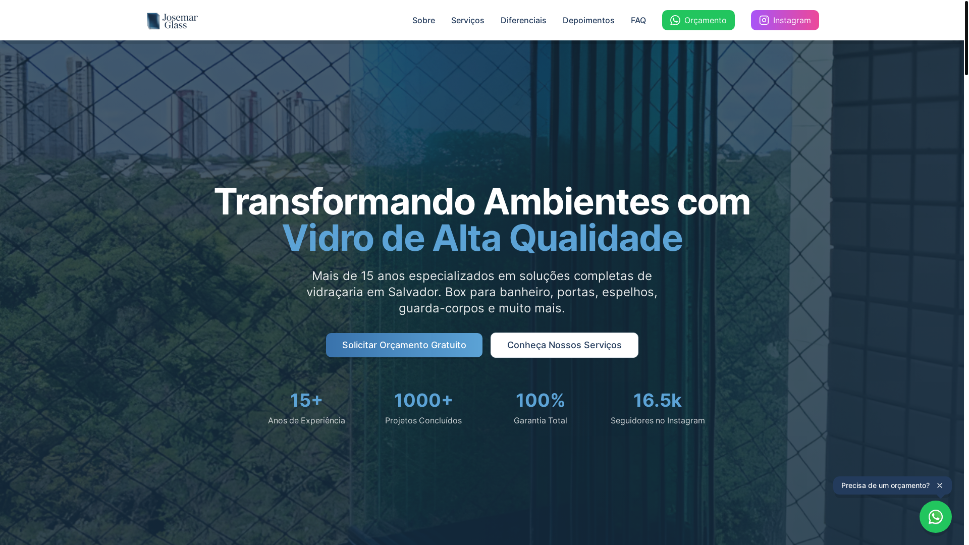 website screenshot of https://josemarglass.com.br/