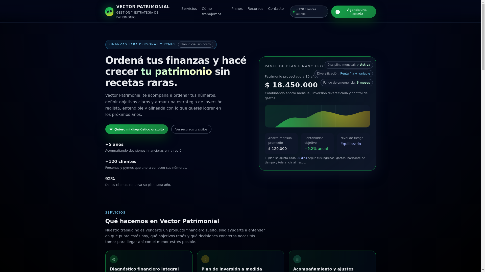 website screenshot of https://vectorpatrimonial.online/
