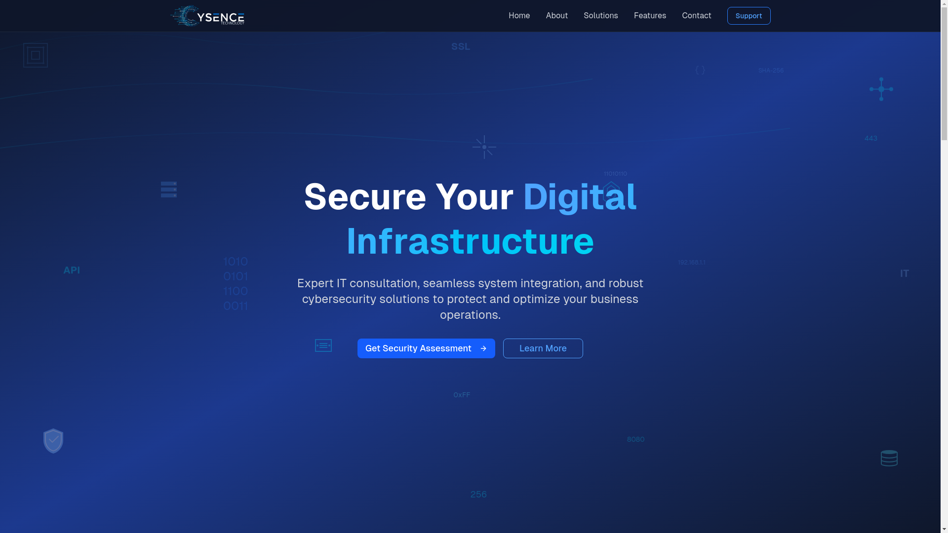 website screenshot of https://cysence.com/