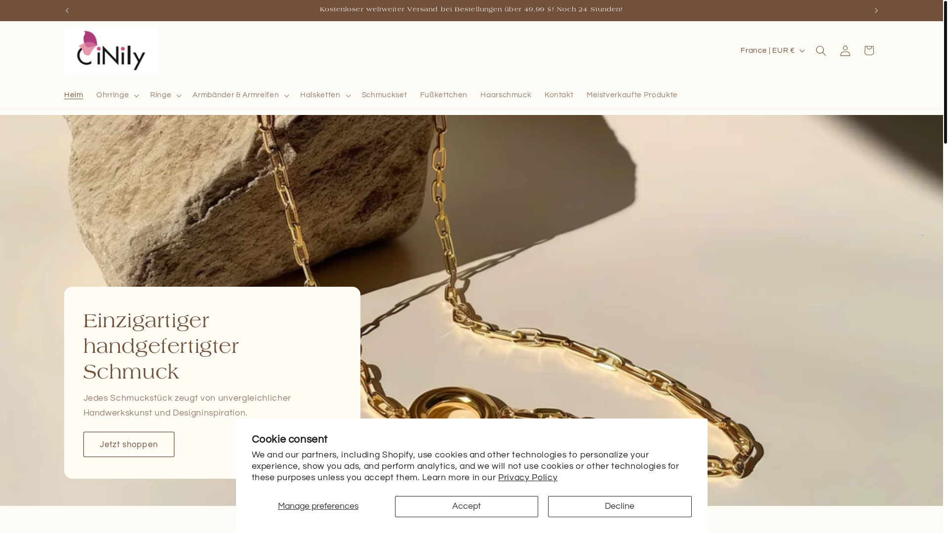 website screenshot of https://cinilyschmuck.de/