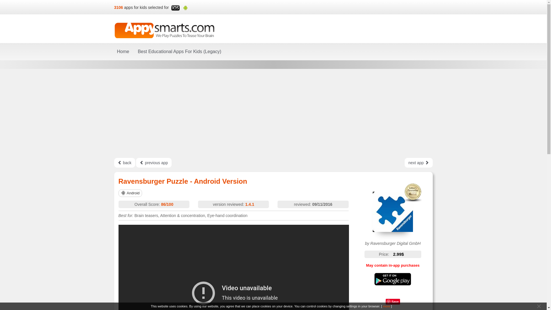website screenshot of https://www.appysmarts.com/application/ravensburger-puzzle-android-version,id_124361.php