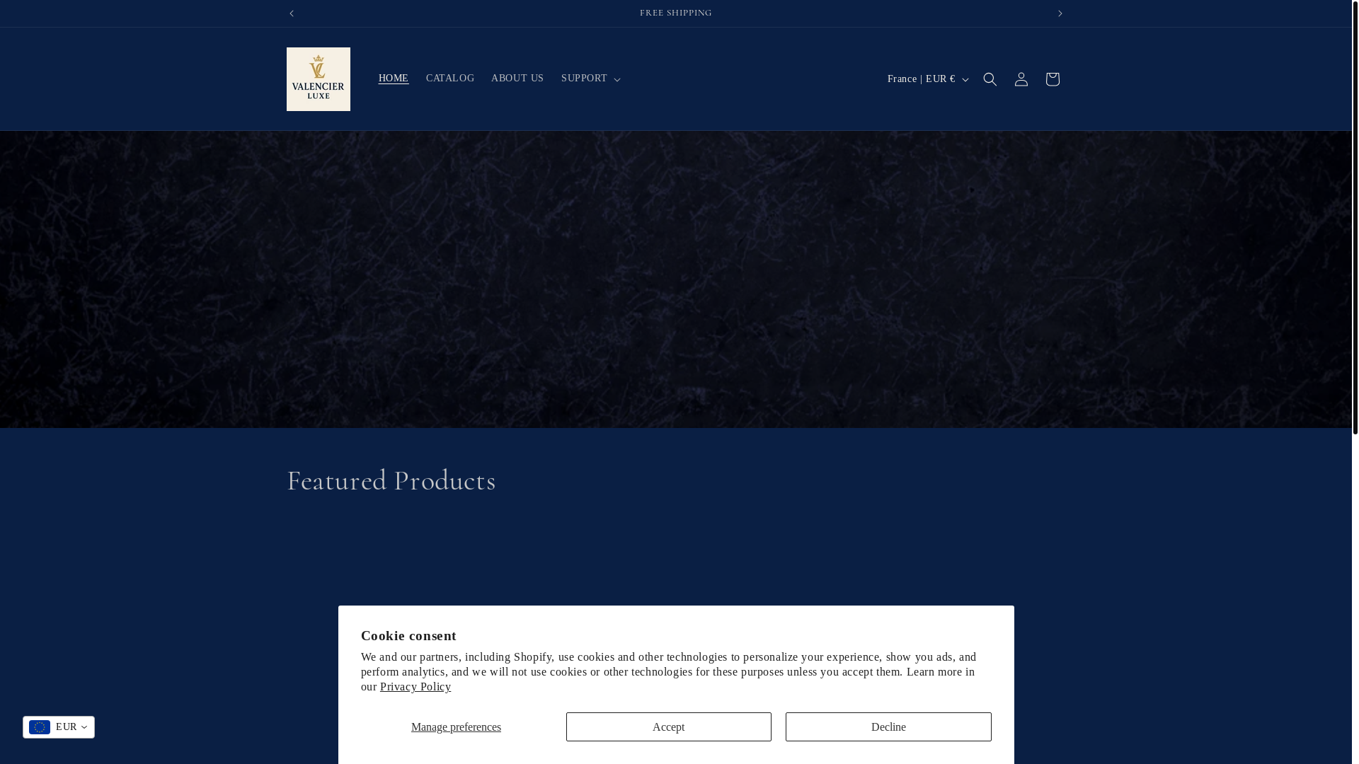 website screenshot of https://valencierluxe.com/