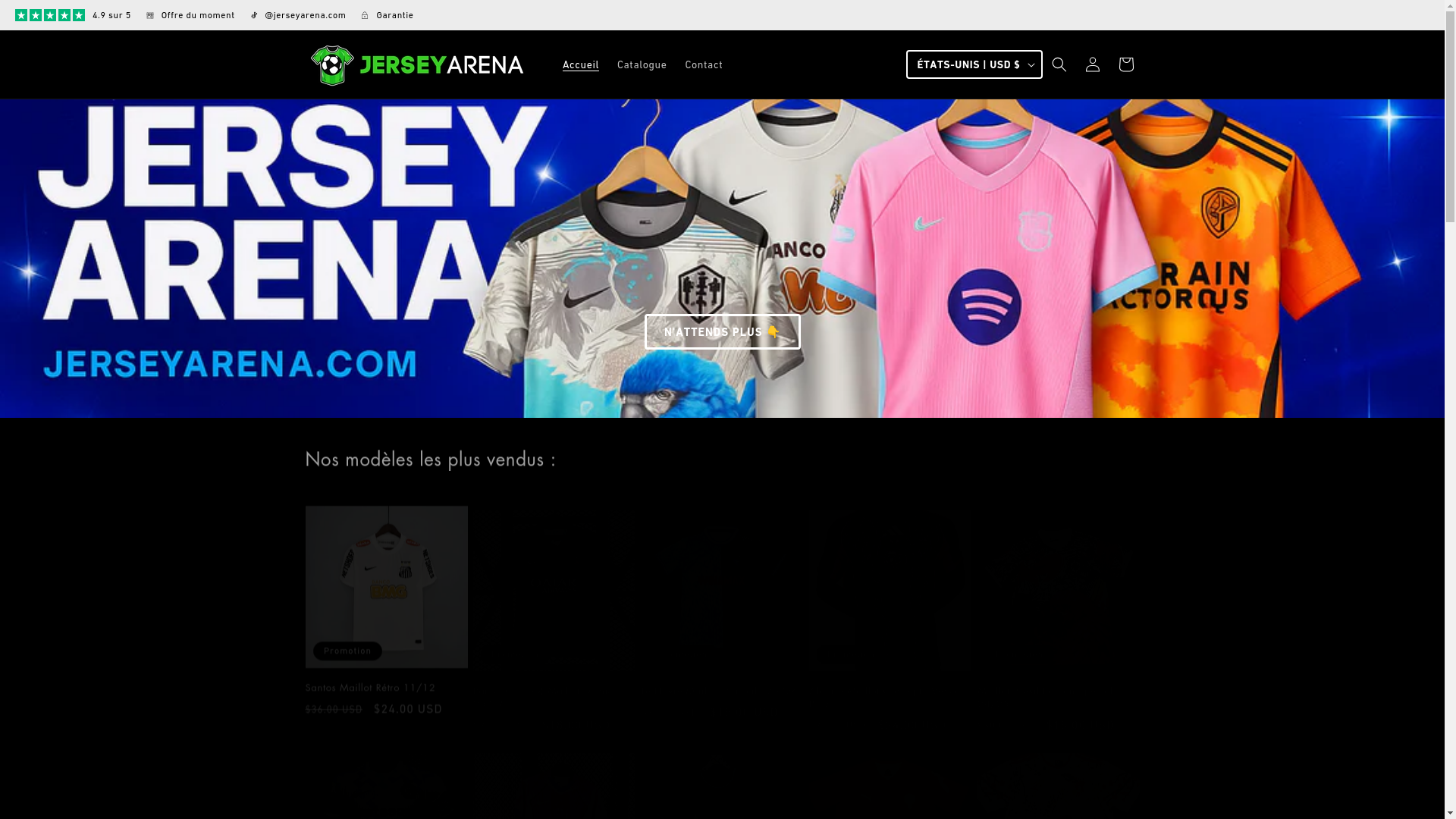 website screenshot of https://jerseyarena.fr/