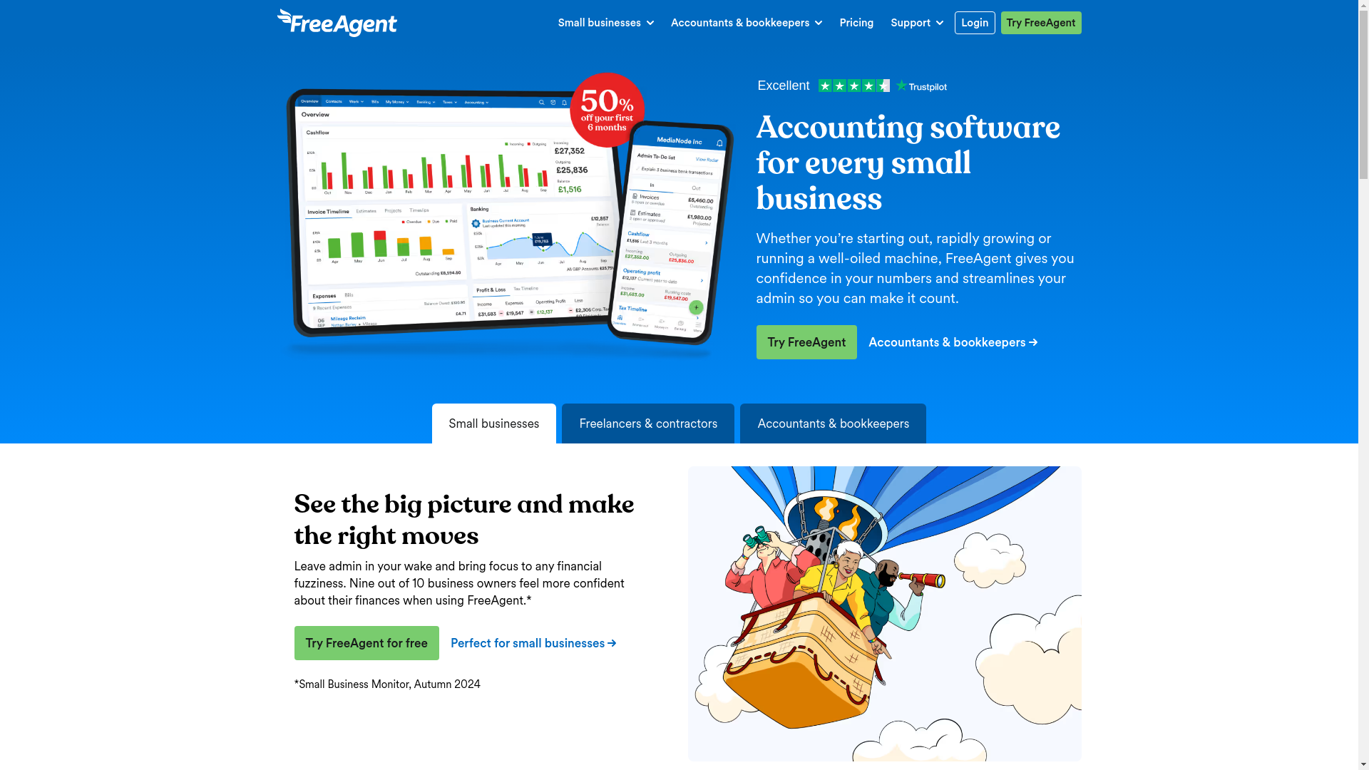 website screenshot of https://freeagentcentral.com/