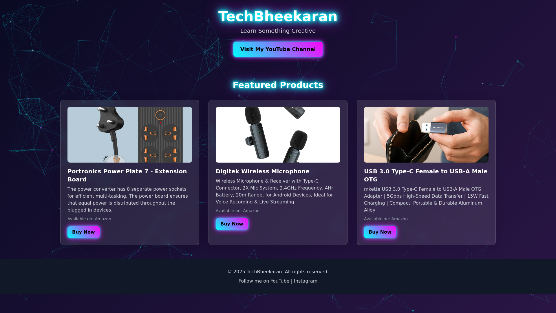 website screenshot of https://techbheekaran.pages.dev/