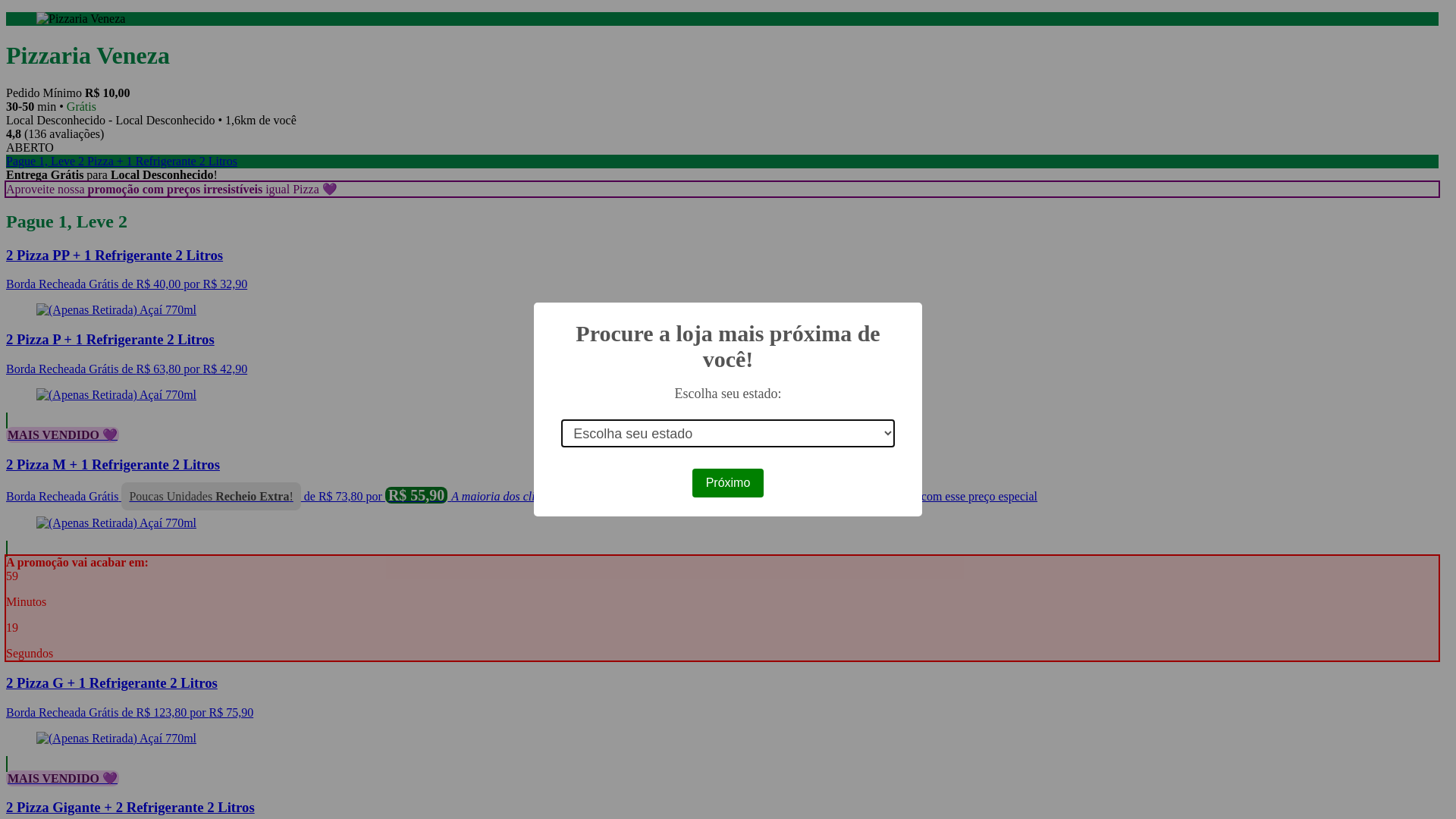 website screenshot of https://pizzariaveneza-entregas.shop/