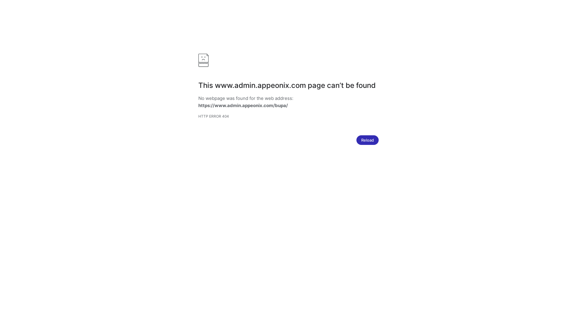 website screenshot of https://www.admin.appeonix.com/bupa/