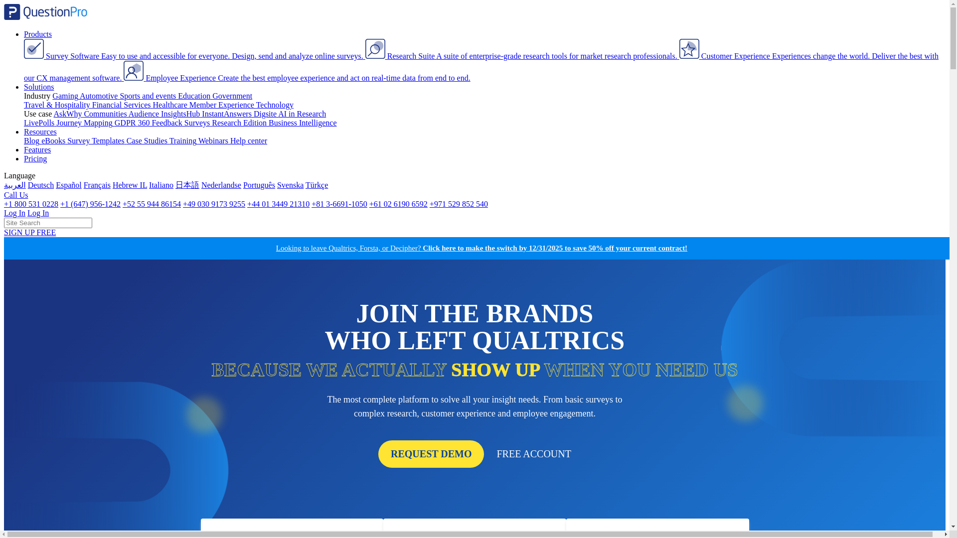 website screenshot of https://questionpro.com