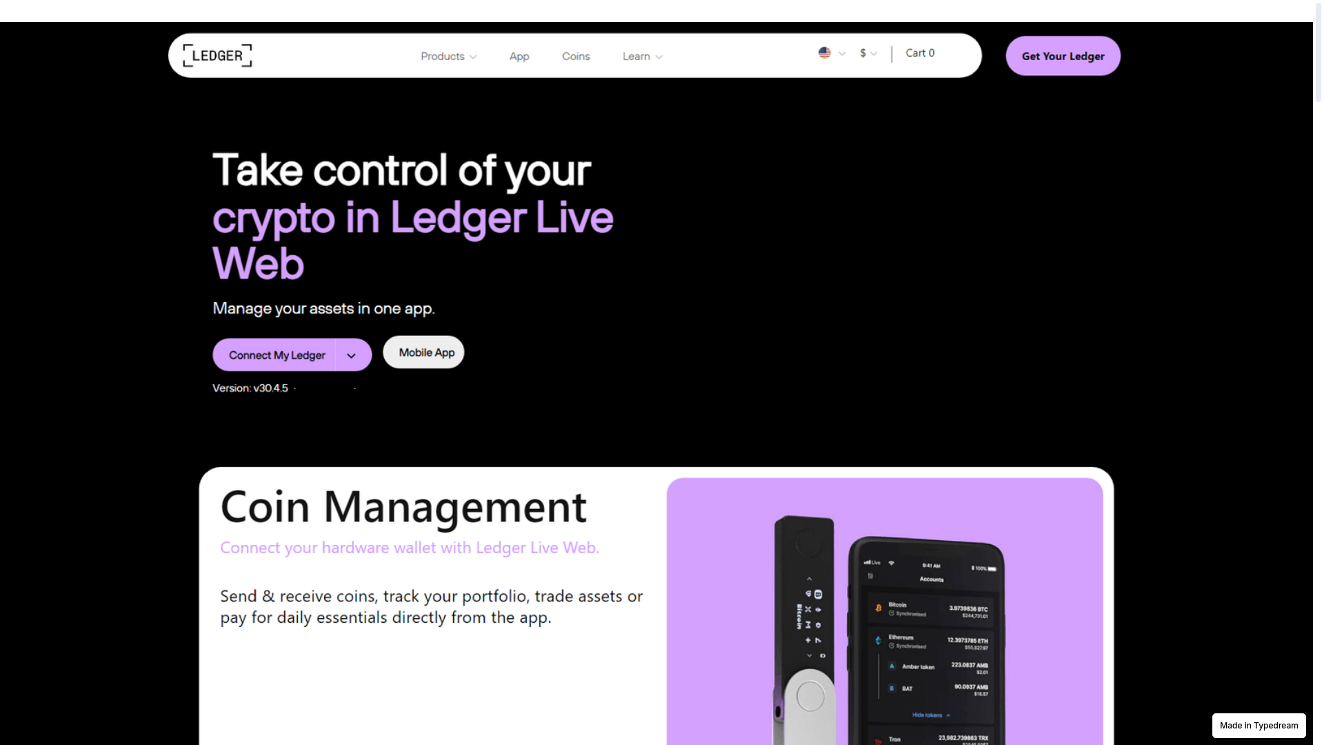 website screenshot of https://en-ledger-io-live-us.typedream.app/