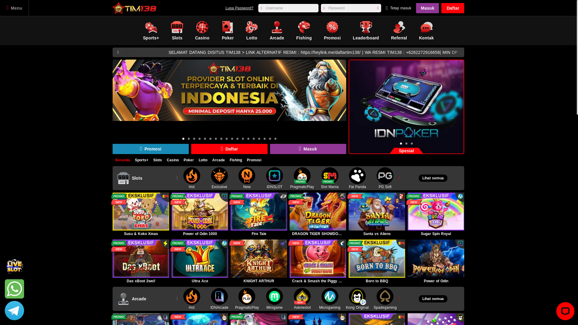 website screenshot of https://tim138maju.site/