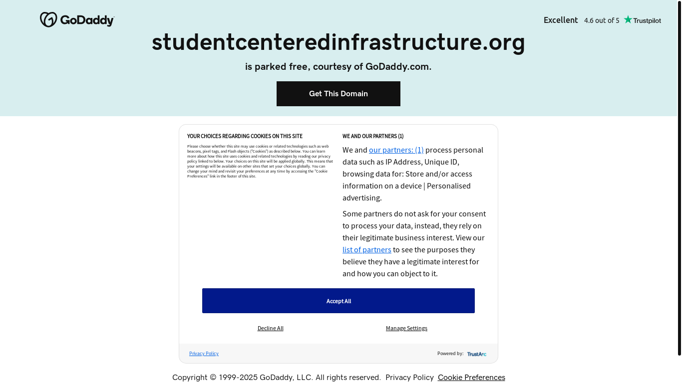 website screenshot of https://studentcenteredinfrastructure.org/