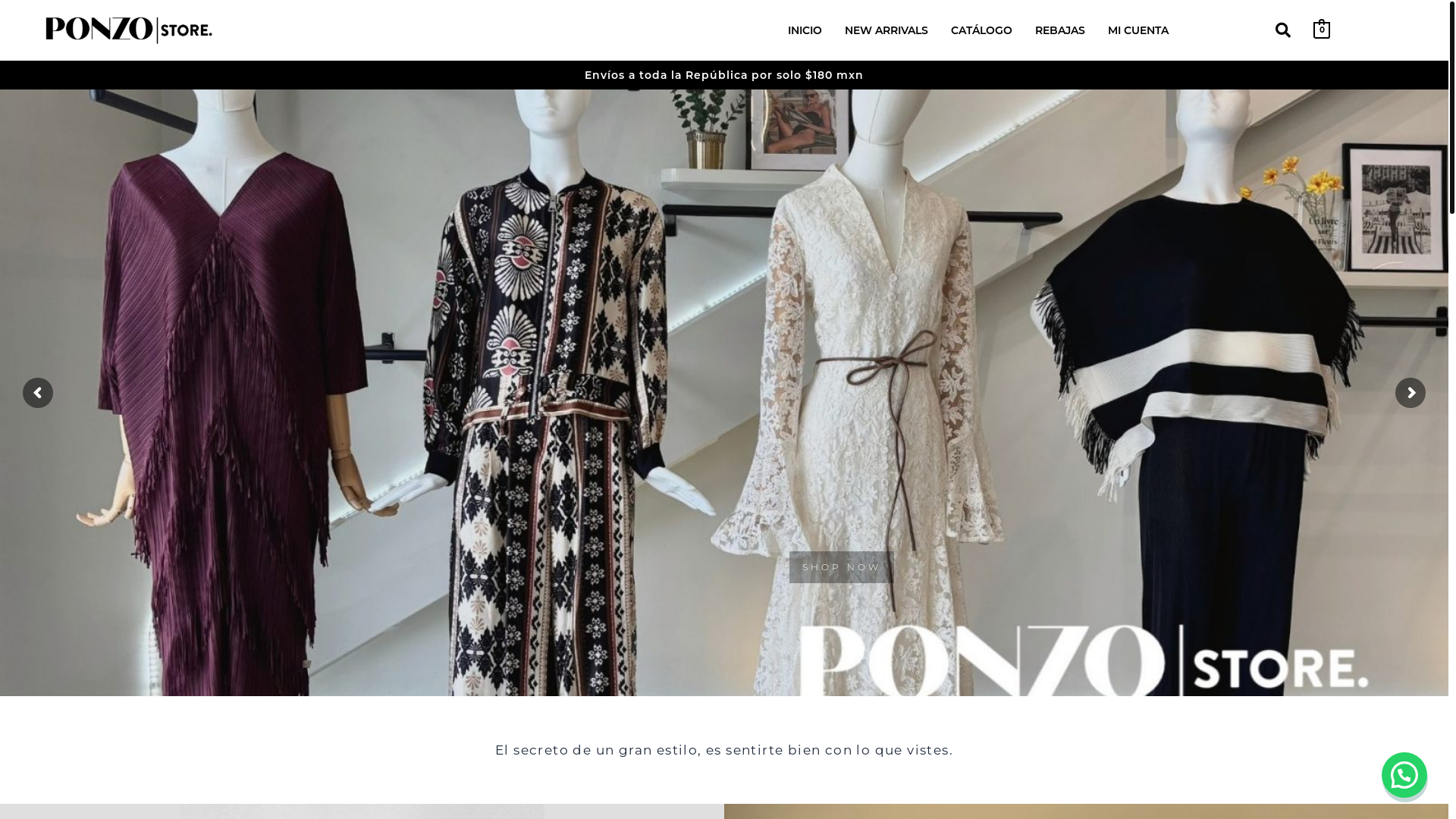 website screenshot of https://ponzostore.com/
