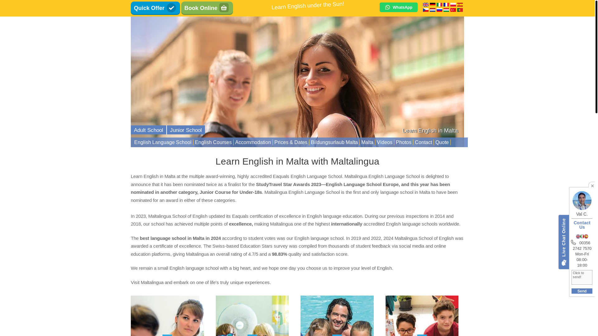website screenshot of https://maltalingua.com/