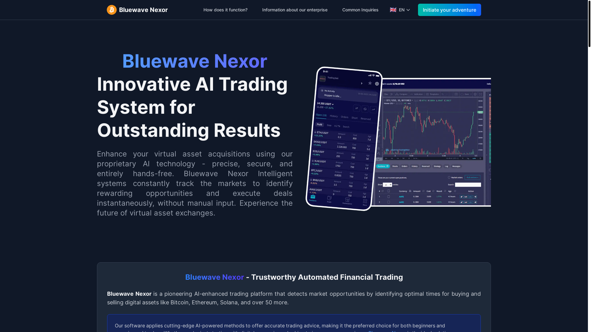 website screenshot of https://bluewavenexor.org/