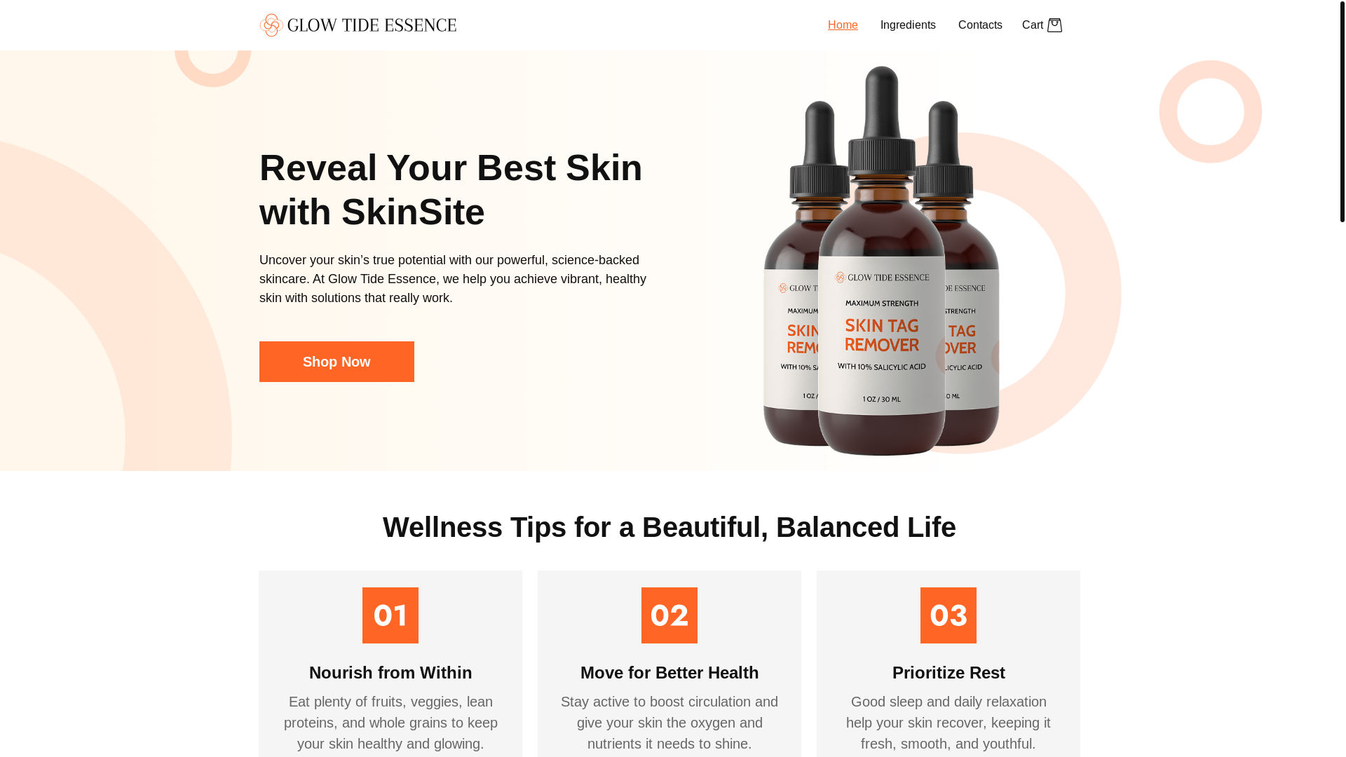 website screenshot of https://glowtideessence.com/