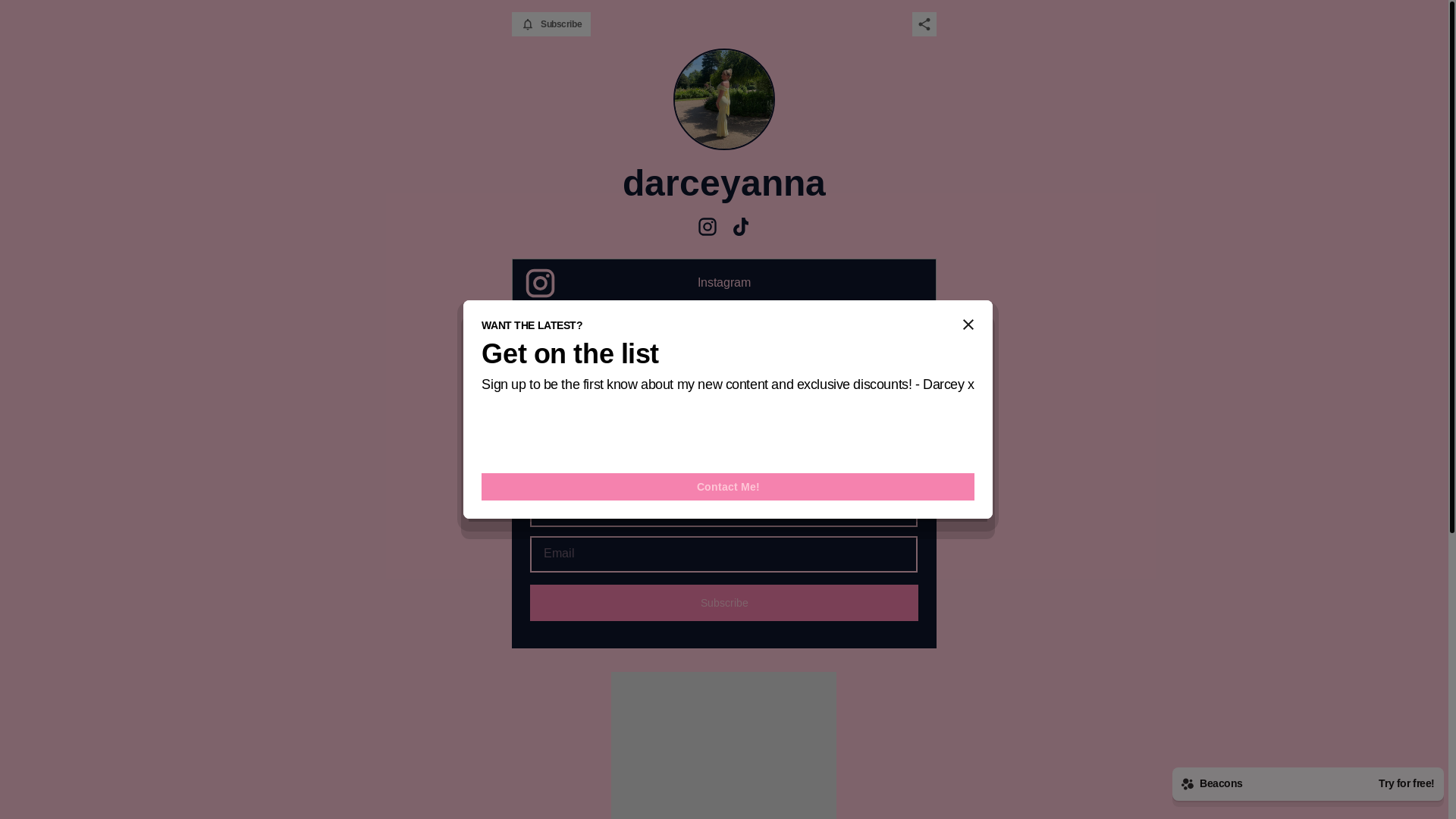 website screenshot of https://darceyanna.com/