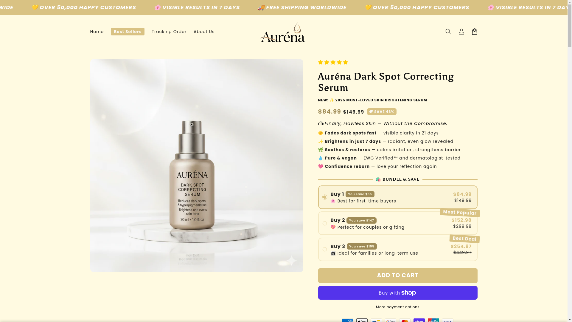 website screenshot of https://aurena-us.com/