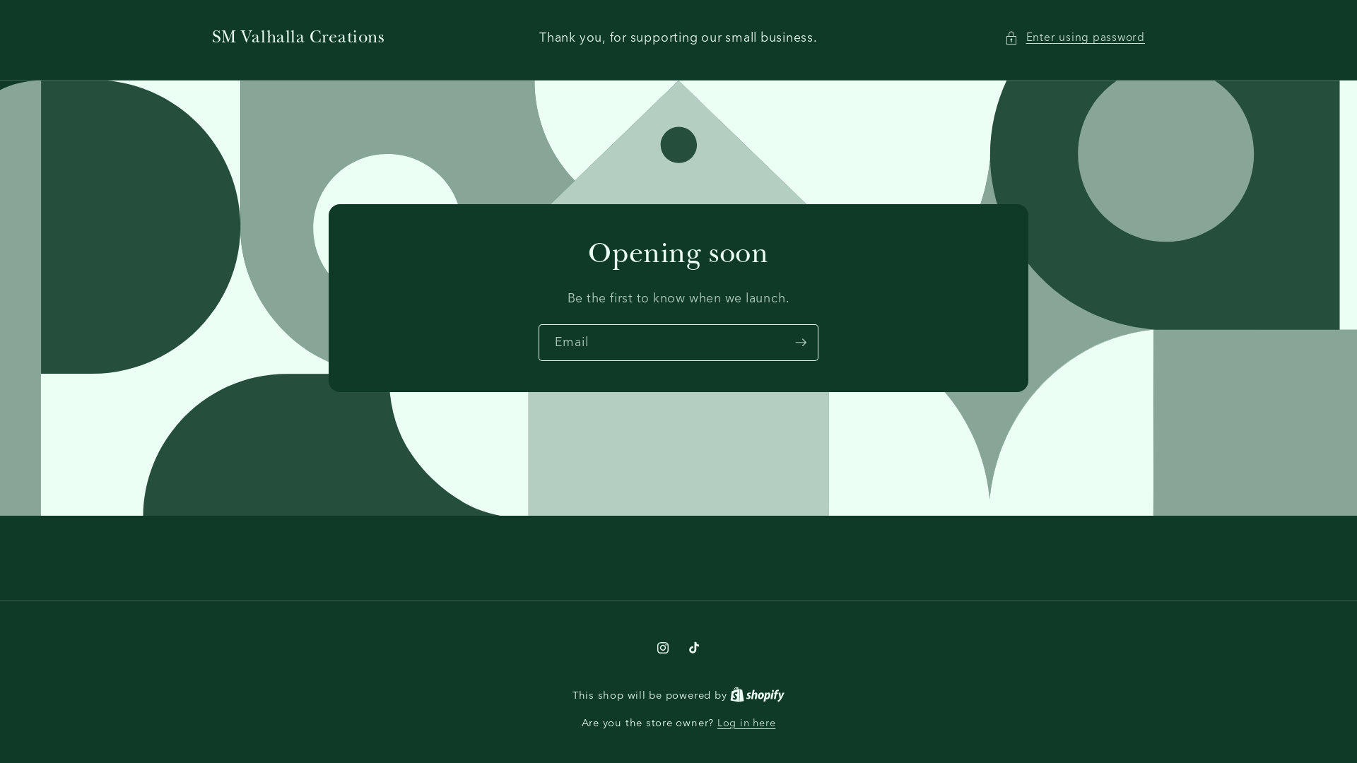 website screenshot of https://smvalhallacreations.com/