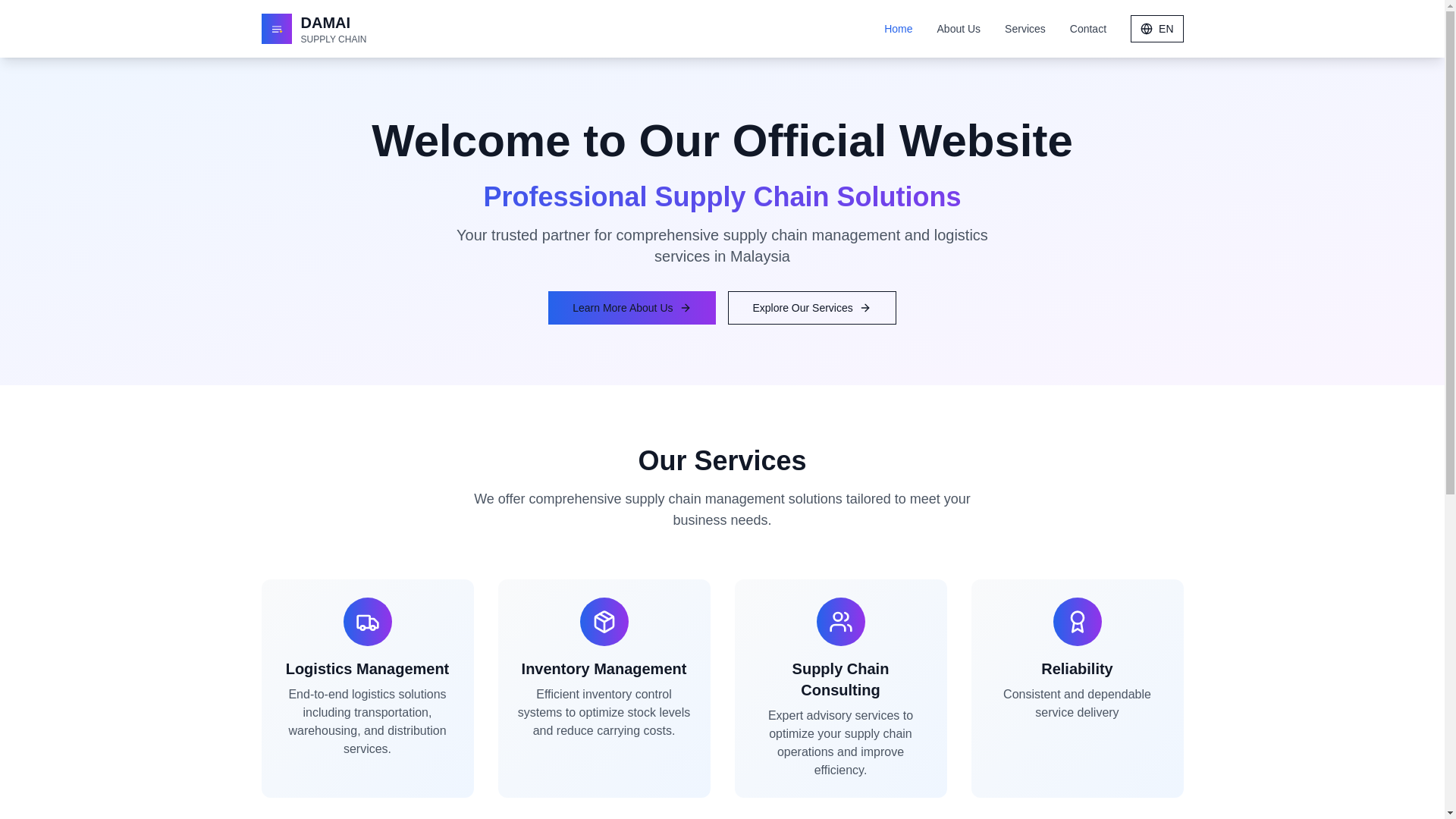 website screenshot of https://damaisupply.my/