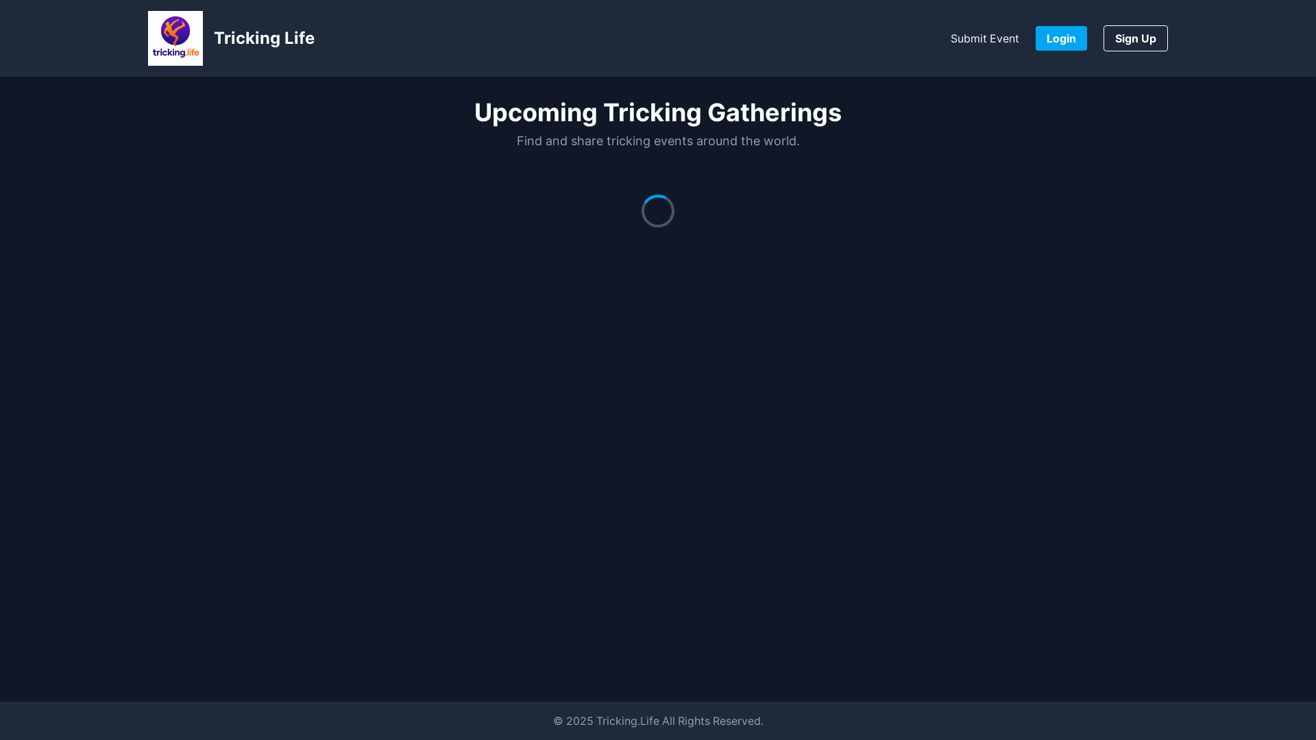 website screenshot of https://tricking.life/