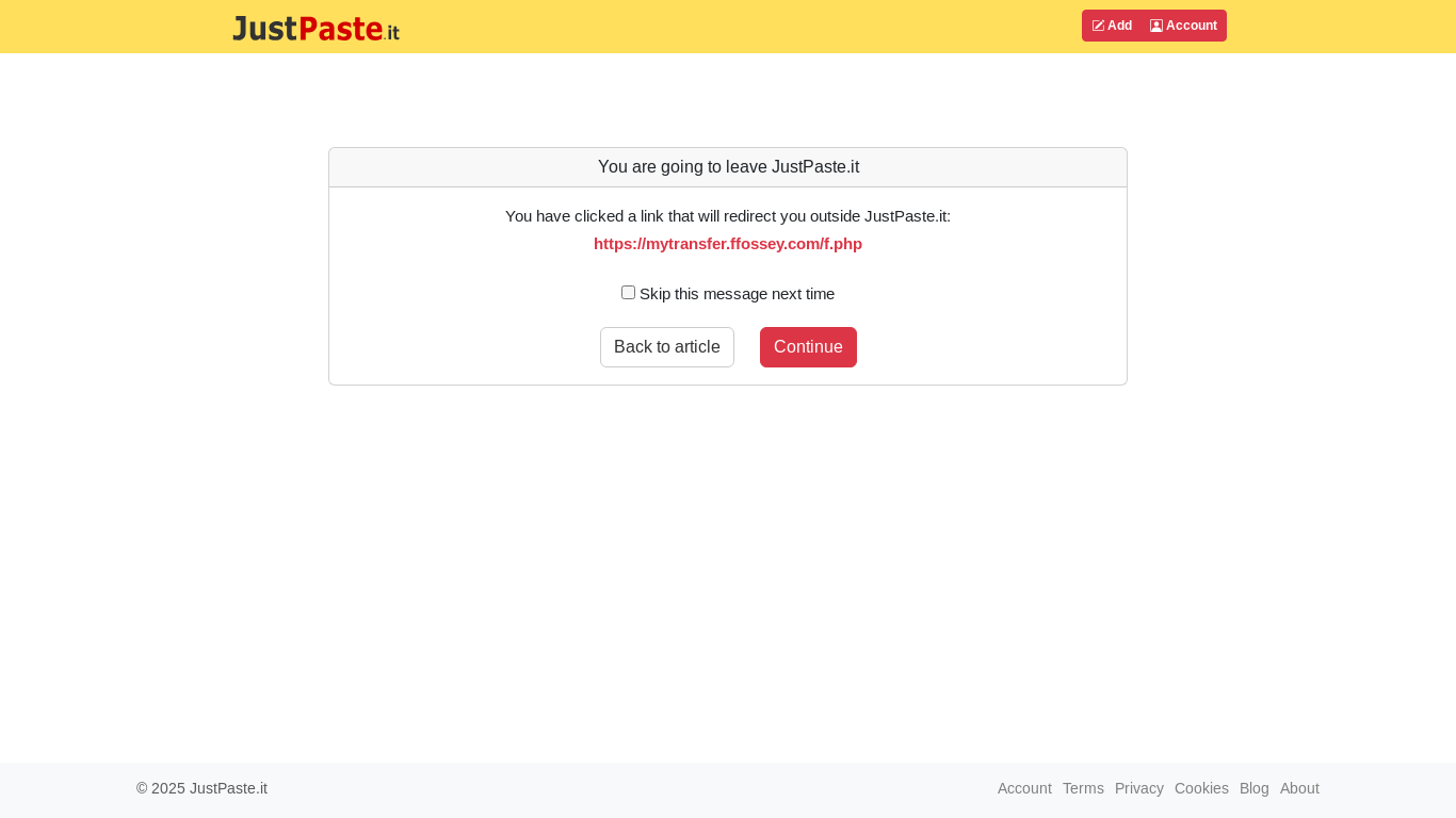 website screenshot of https://justpaste.it/redirect/ge0md/https://mytransfer.ffossey.com/f*.*php?h=1nT634JN&amp;d=1