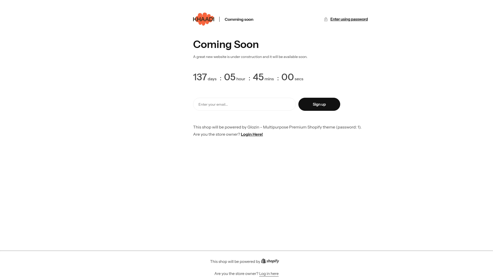 website screenshot of https://khaadipk.store/