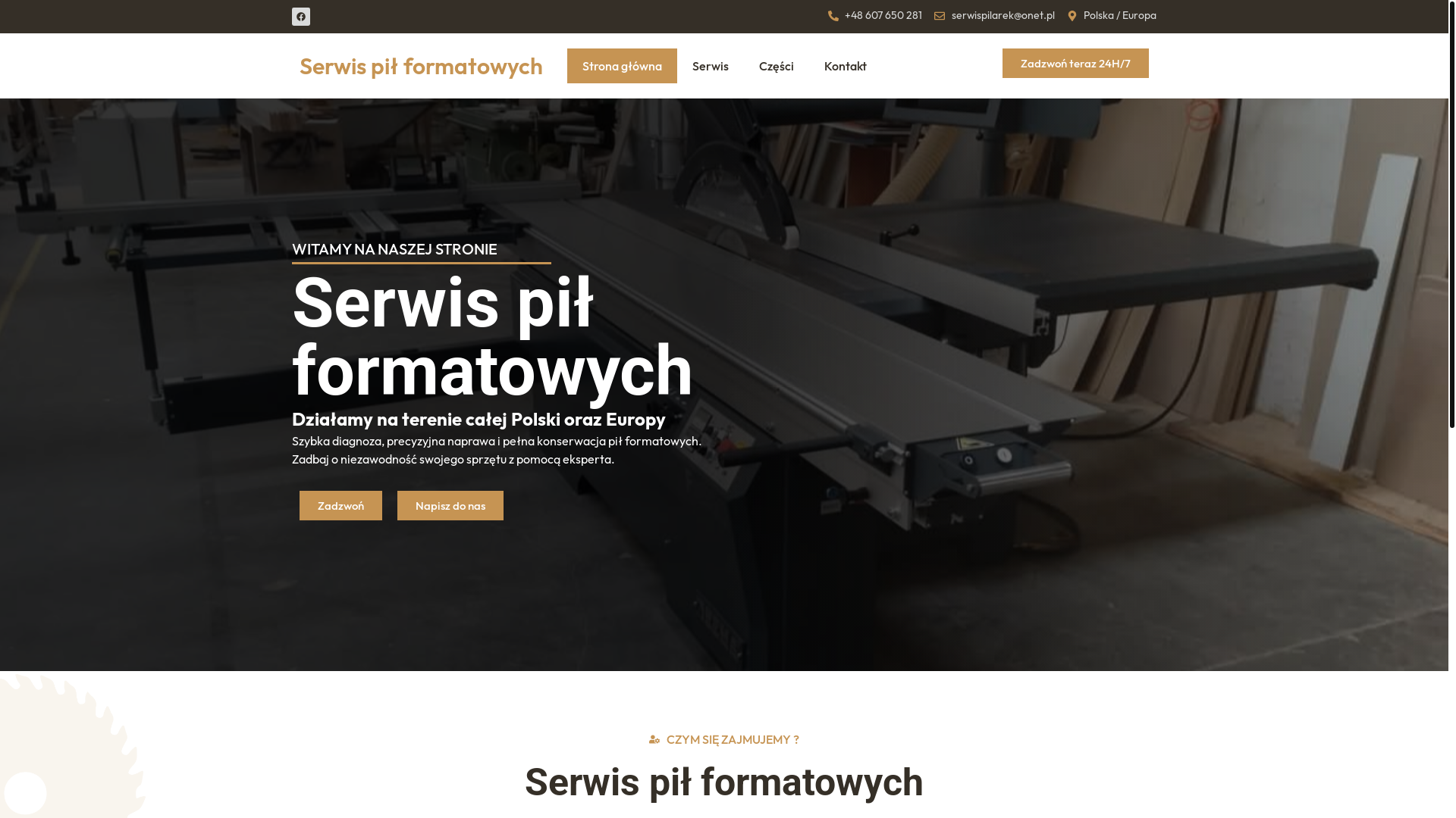 website screenshot of https://serwispilarekformatowych.pl/