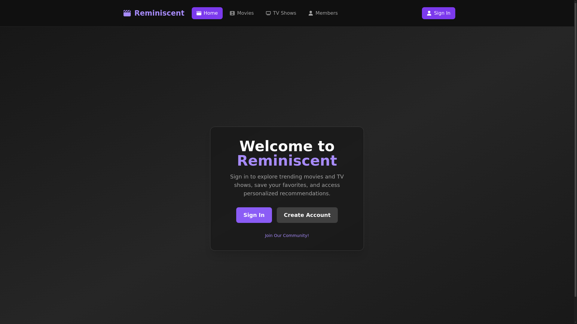 website screenshot of https://reminiscent.cc/