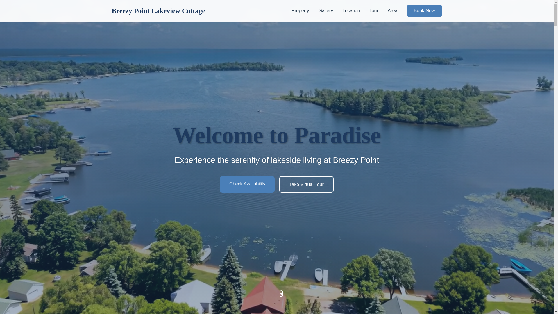 website screenshot of https://breezylakeviewcottage.com/