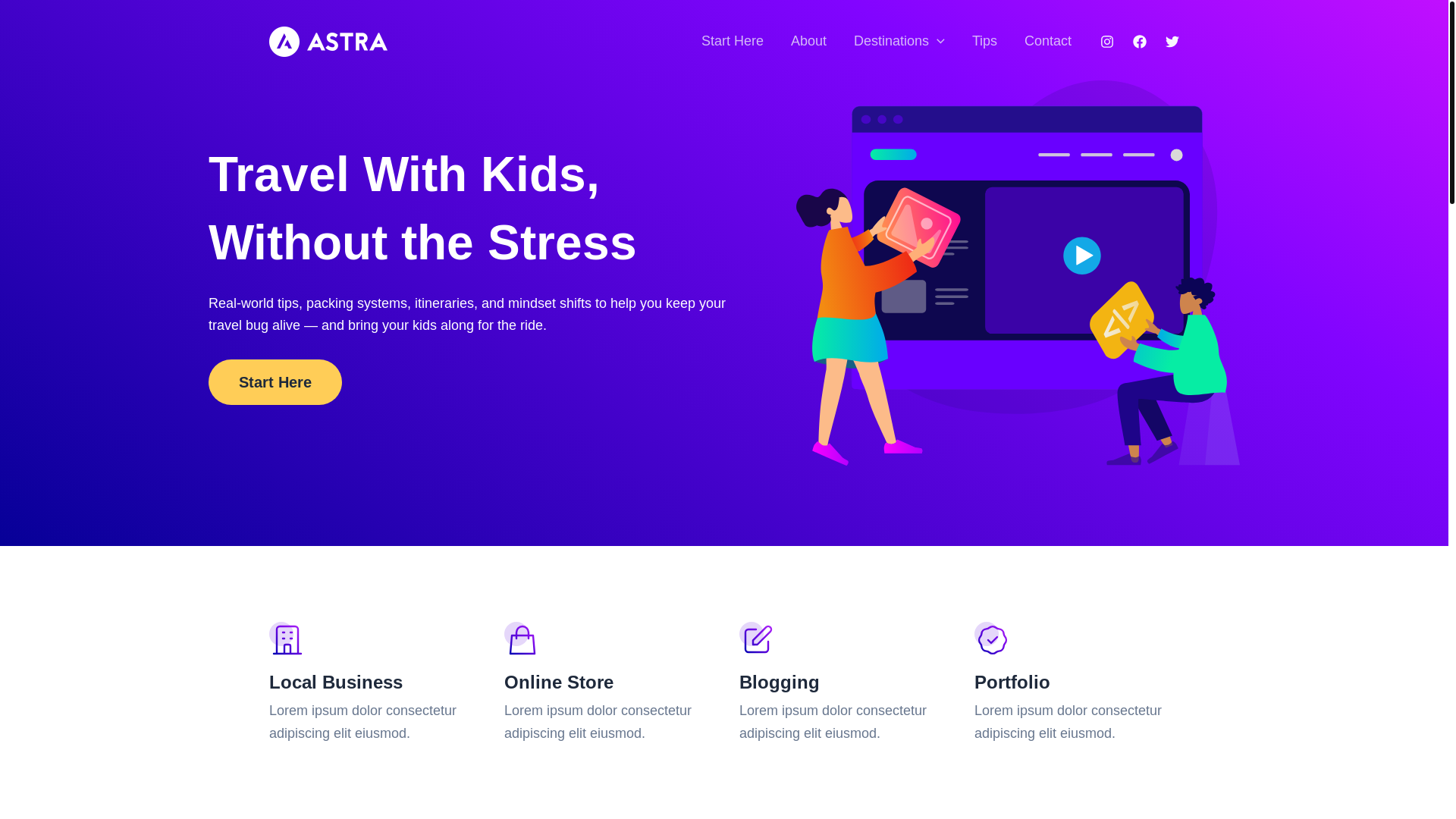 website screenshot of https://travelwithkidssimplified.com/