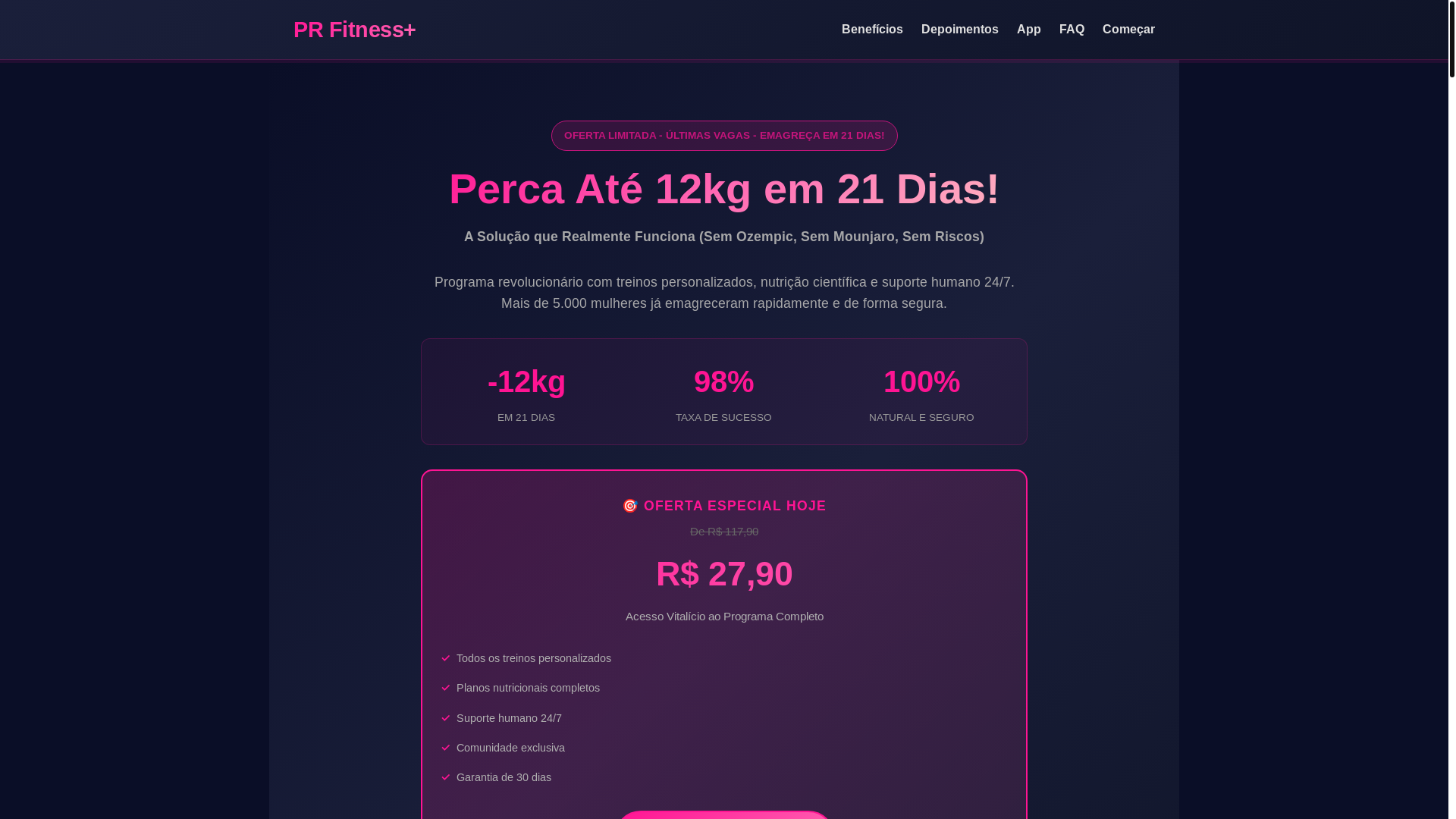 website screenshot of https://prfitness.site/