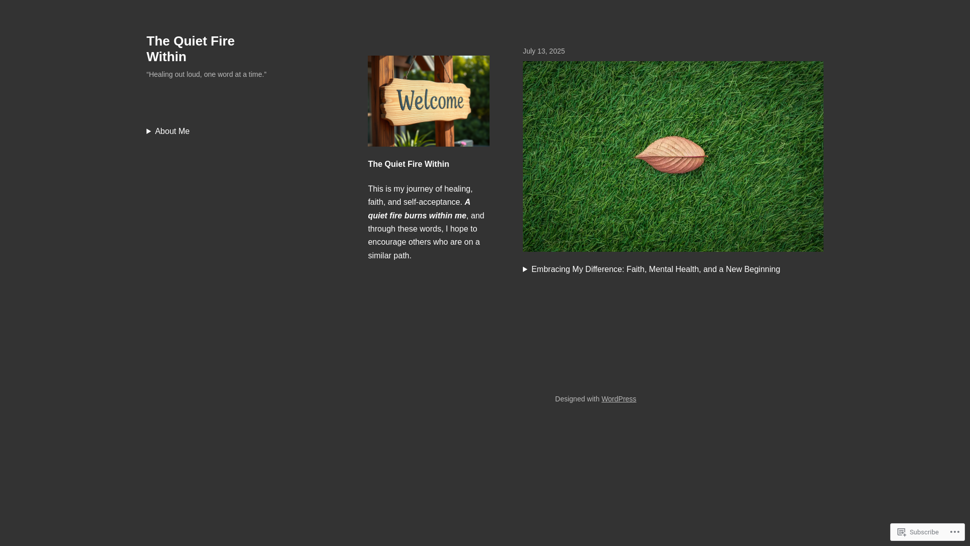 website screenshot of https://thequietfirewithin.blog/