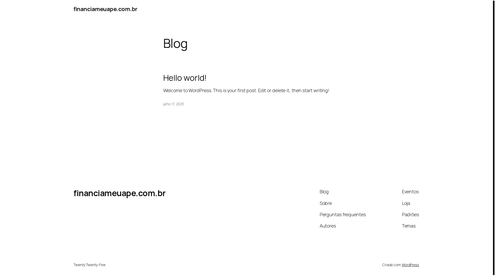 website screenshot of https://financiameuape.com.br/