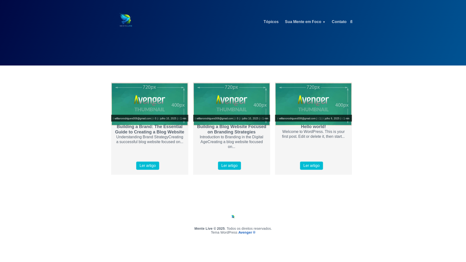 website screenshot of https://mentelive.com.br/