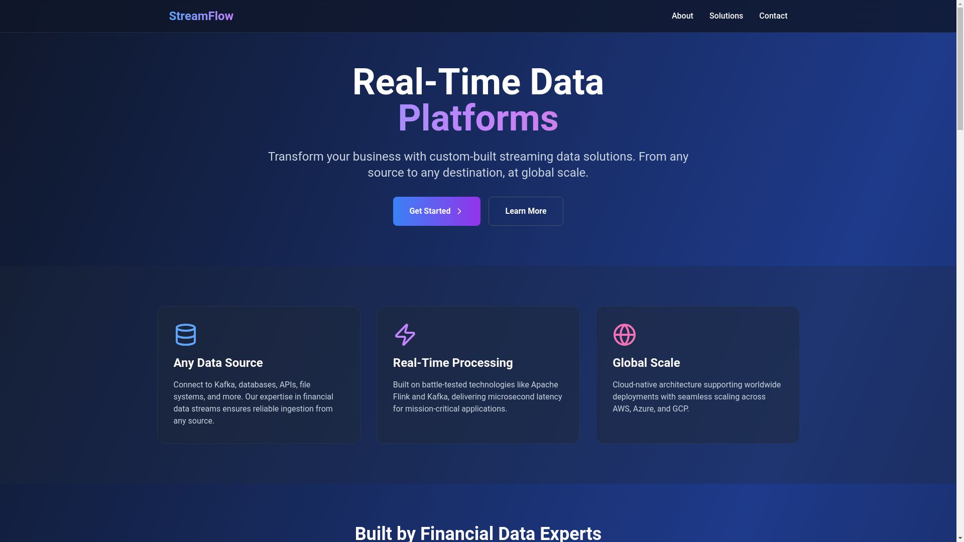 website screenshot of https://streamflowdev.pl/
