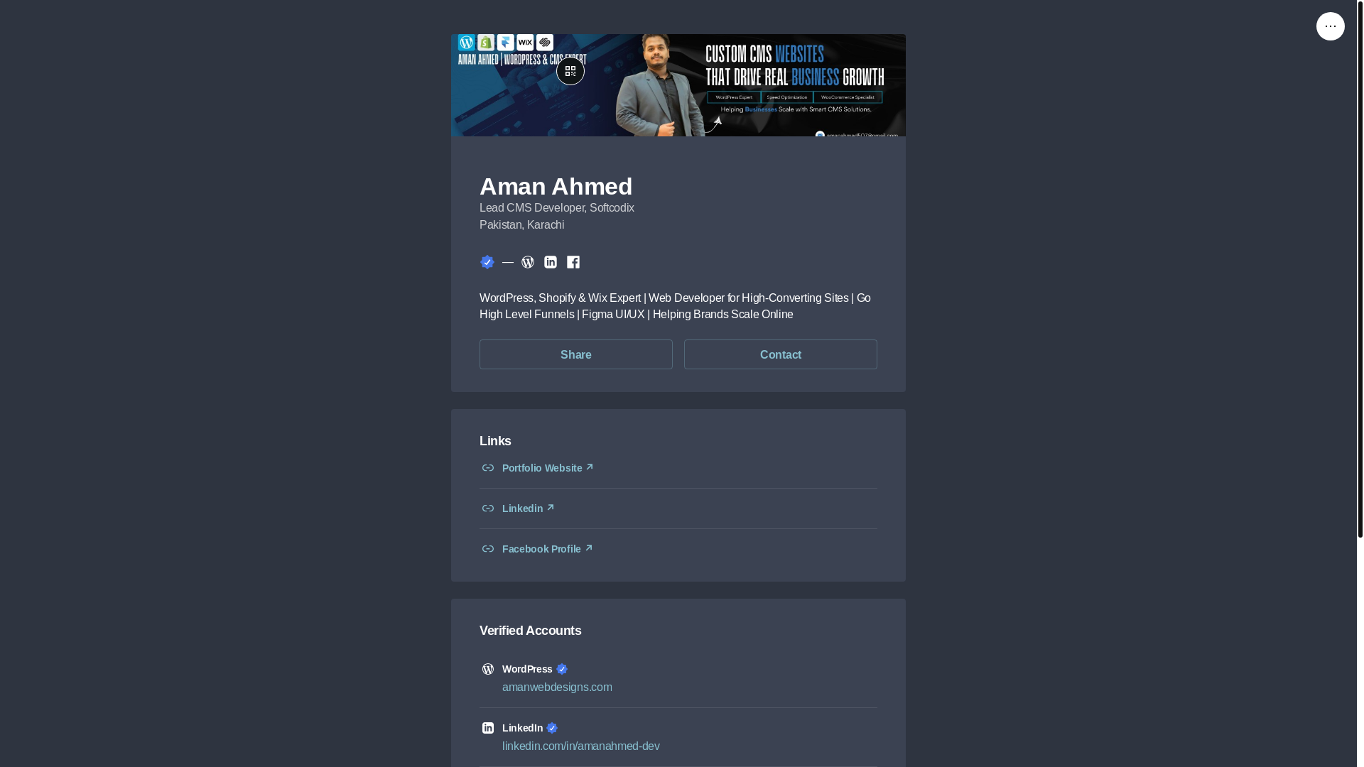 website screenshot of https://amanahmed.social/