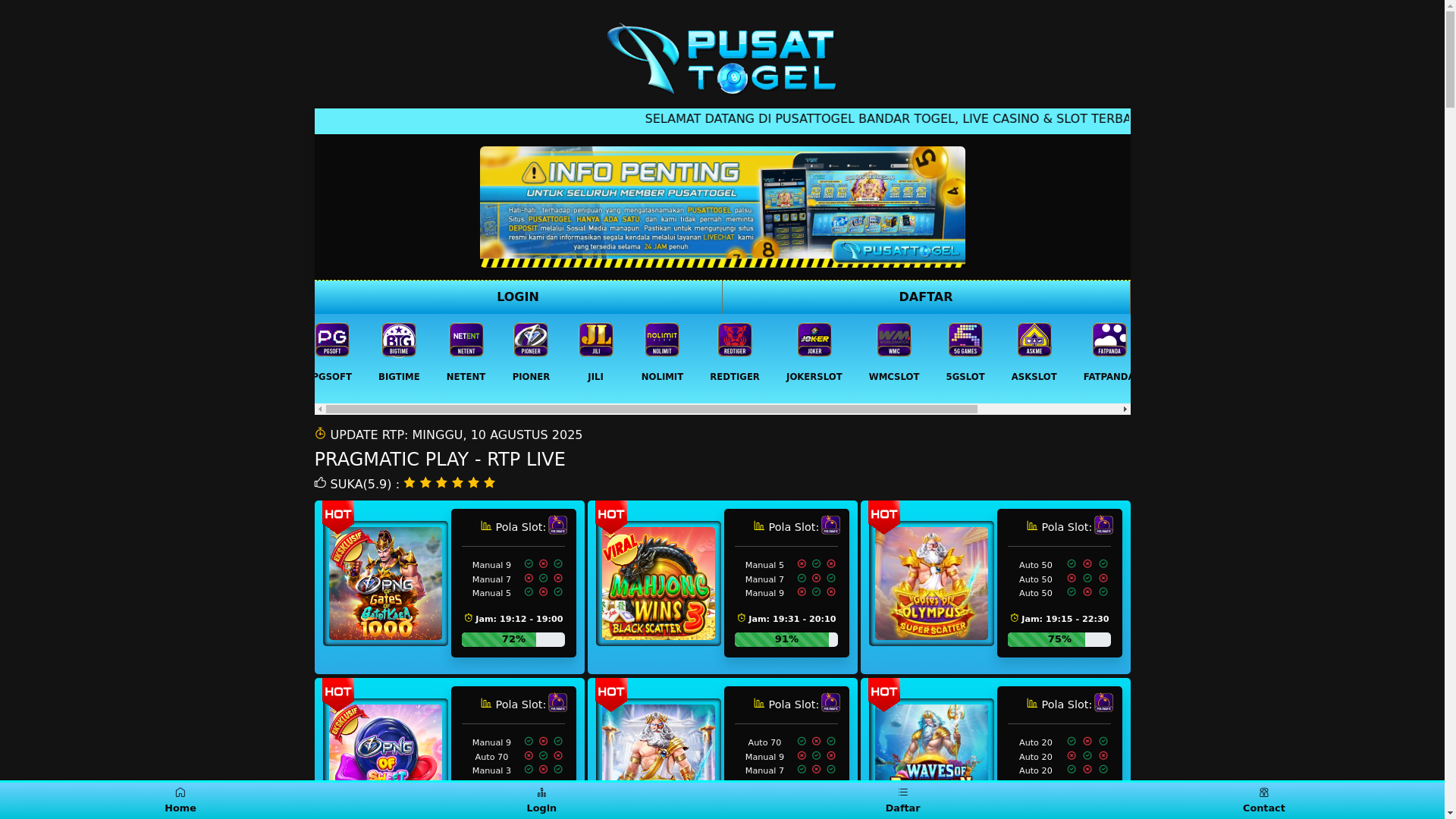 website screenshot of https://pusattogel-rtp-jackpot-terbaru.pages.dev/