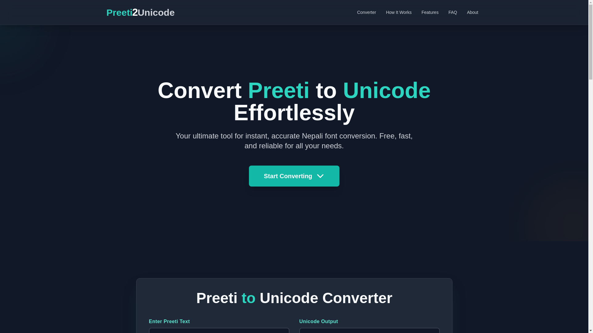 website screenshot of https://preeti-to-unicode-converter.pages.dev/
