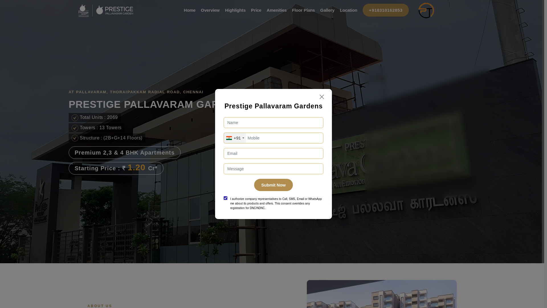 website screenshot of https://pallavaram-gardens-chennai.com/
