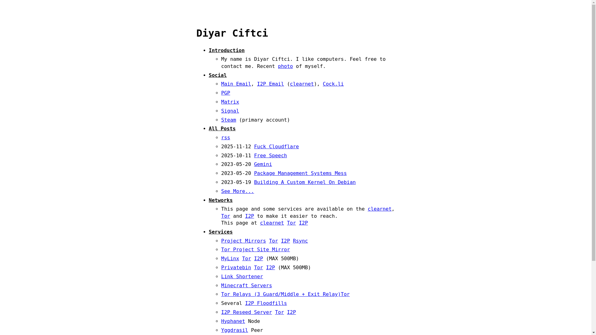 website screenshot of https://diyarciftci.xyz/