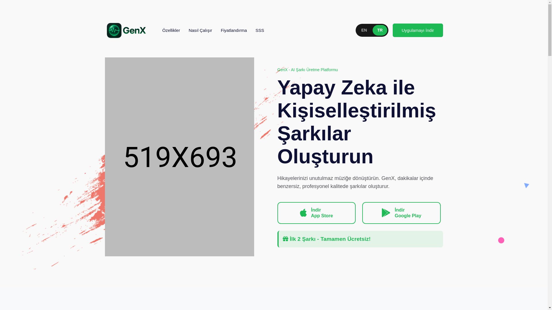 website screenshot of https://generatex.app/