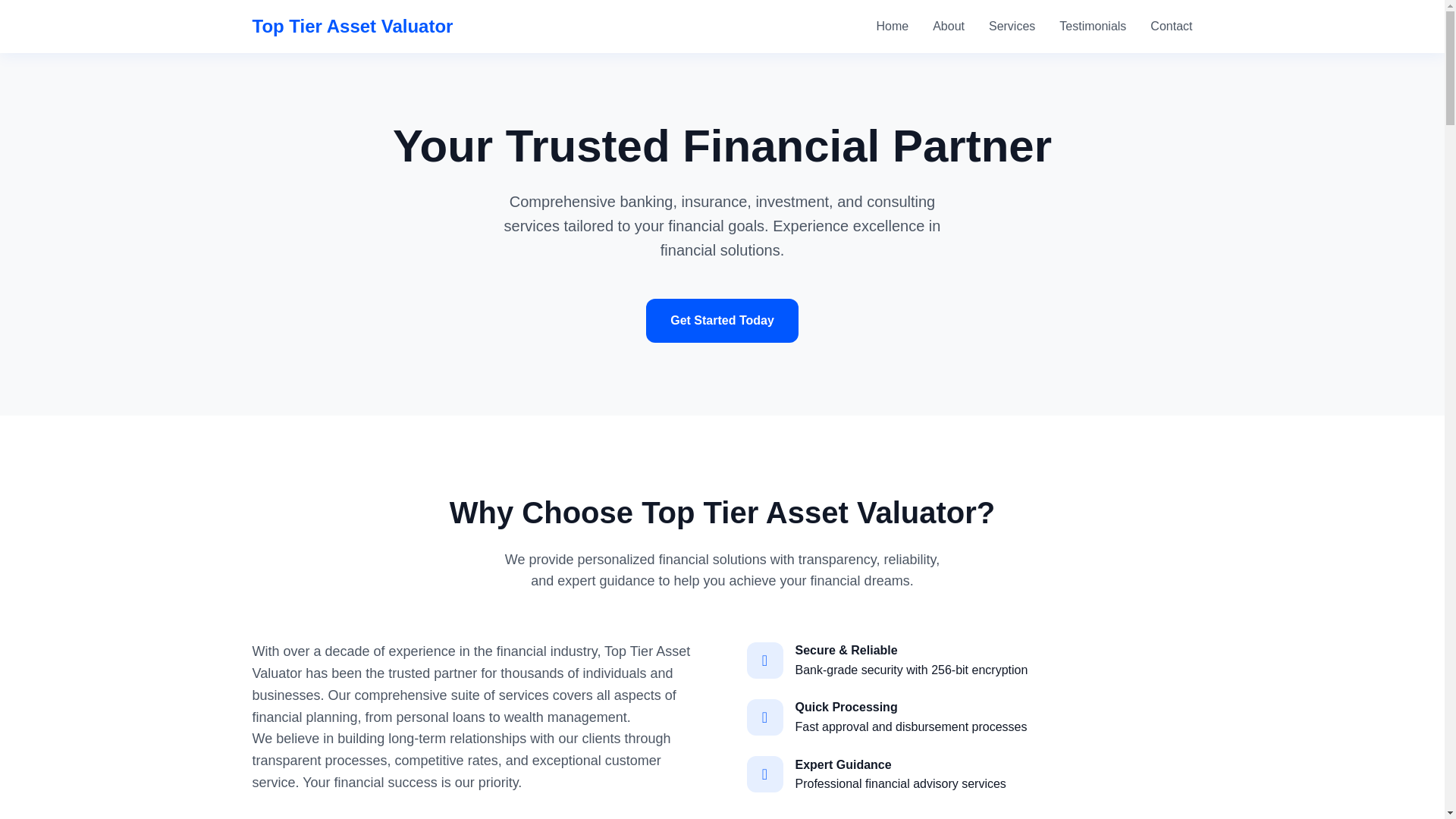 website screenshot of https://toptierassetevaluator.com/